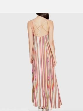 RACHEL Rachel Roy Pink Multi-Striped Crisscross Back Maxi Dress
